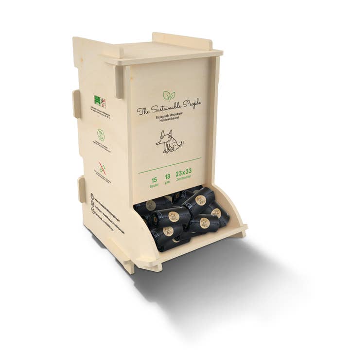 The Sustainable People - Wholesale Pet Poop Bag Dispenser - Product display for biodegradable dog poop bags2