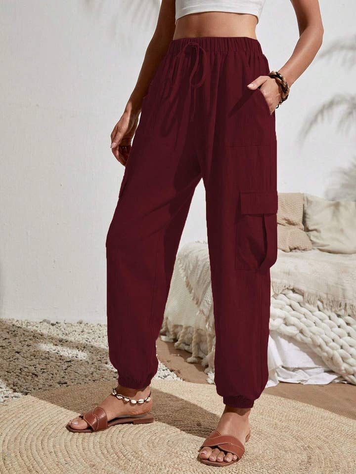 Lily Clothing - Wholesale Pants - Women's - Wash water crepe pocket casual cargo pants11