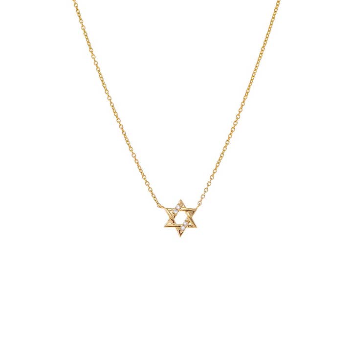Diamond Pave/Solid Star Of David Necklace 14K for wholesale by By Adina Eden