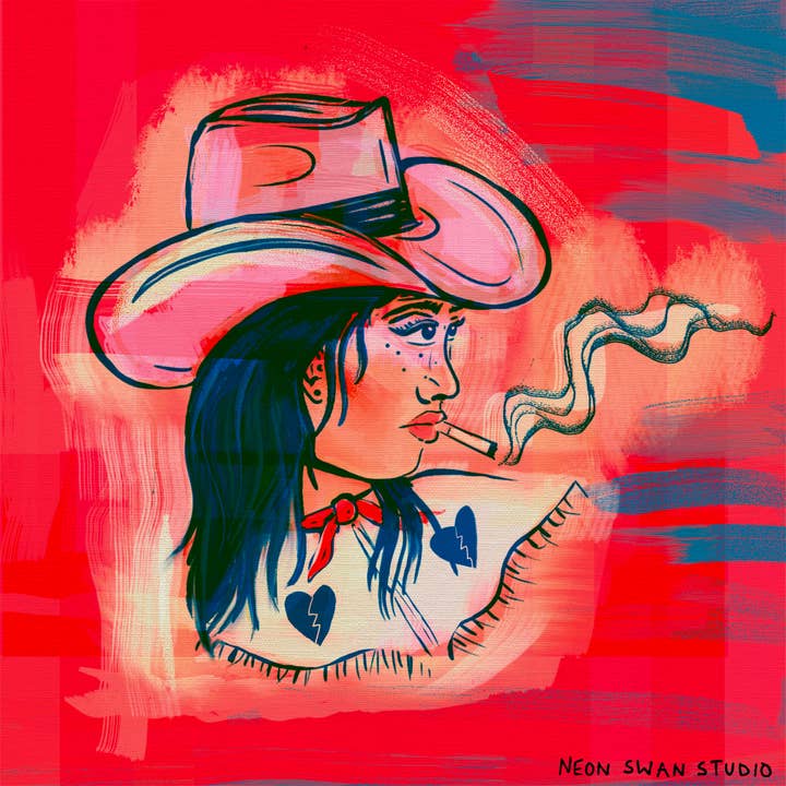 Honky-Tonk Heartbreaker Giclée Print for wholesale by Neon Swan Studio LLC