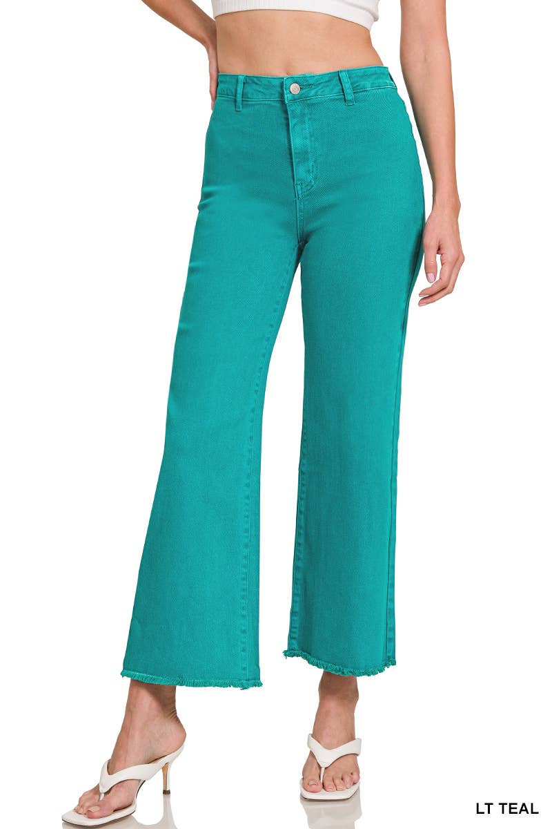 42POPS - Venta al por mayor Vaqueros - Mujer - Pantalones anchos rectos con dobladillo deshilachado y lavado ácido.17