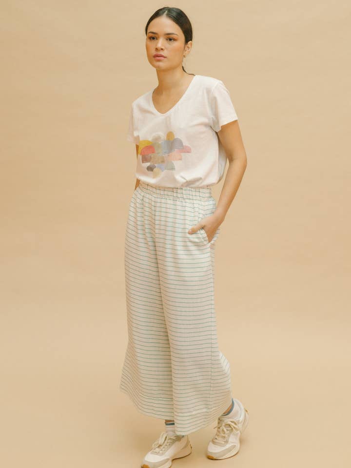 PAN Producto Básico - Wholesale Coat - Women's - White pants with green stripes