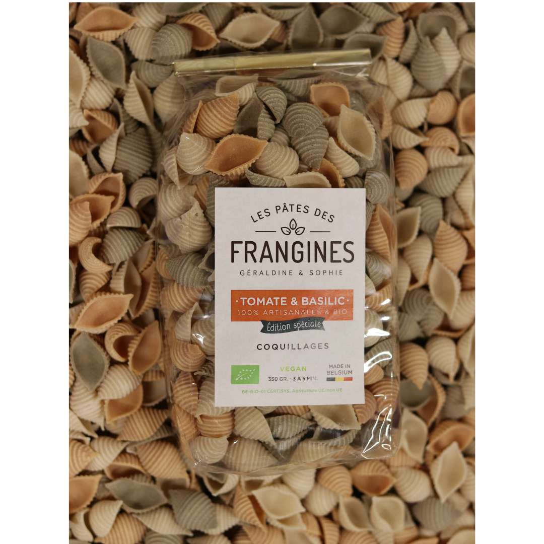 Les Pâtes des Frangines - Wholesale Pasta - Tomato & Basil Frangine Pasta - Tricolored Shellfish - 350Gr0