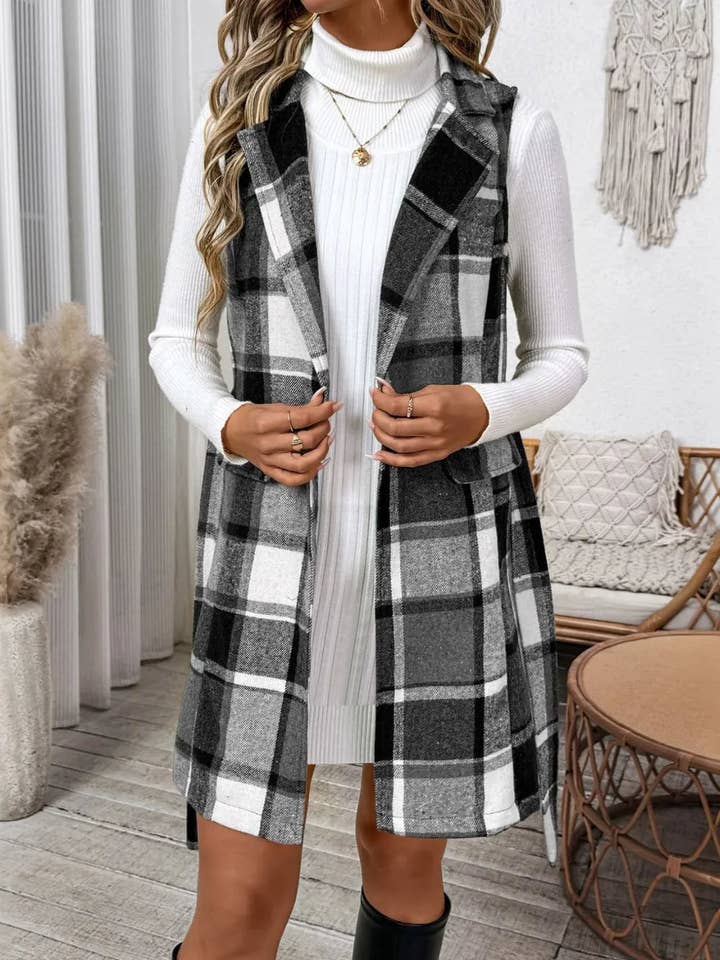 Gilet Manteau à Carreaux Perfee Tied pour la vente par ClassiQ