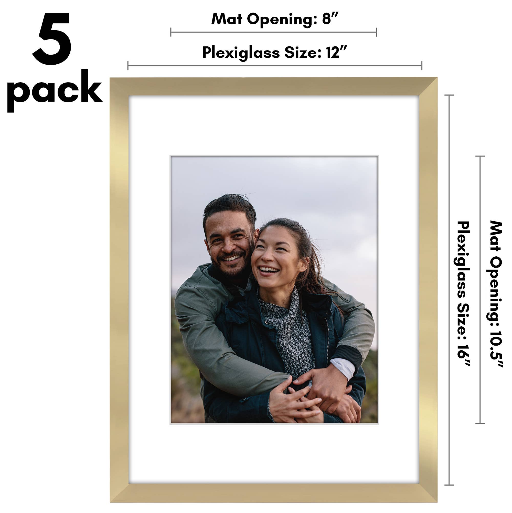 Americanflat - Wholesale Picture Frame - Americanflat 5 Pack Picture Frames With Mat Plexiglass Cover33