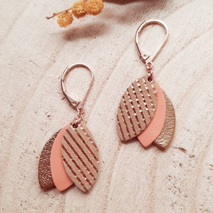 Boucles d'oreilles en cuir LES CHOUCHOUS Melon for wholesale by Ni une ni deux