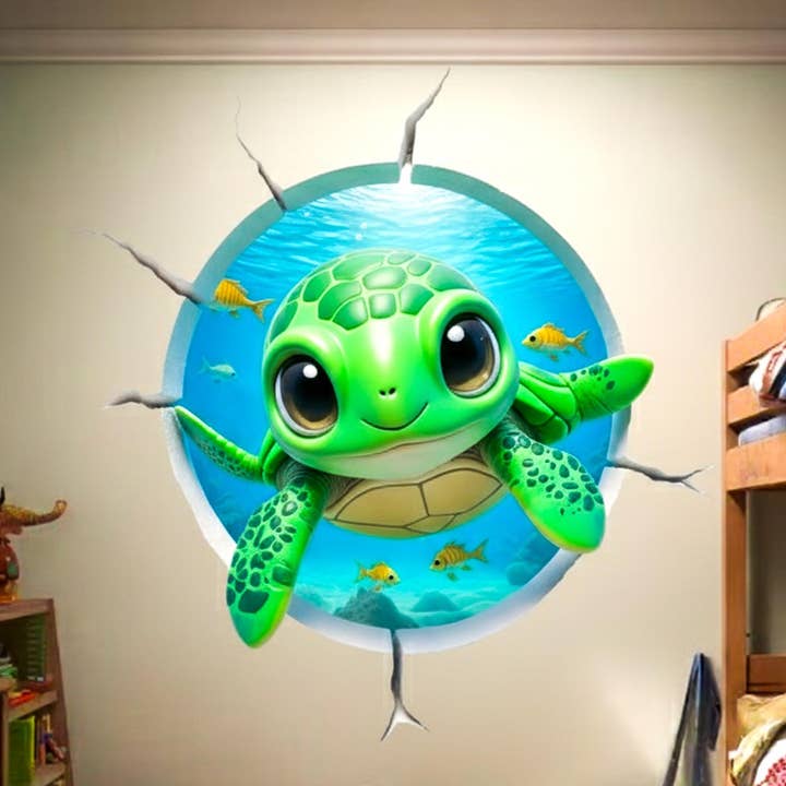 Sea Turtle Wall Decal | 3D Ocean Wall Sticker for wholesale by Decords