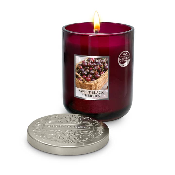 Bougie Cerise Noire Gourmande - Grand Format - HEART&HOME pour la vente par Kontiki