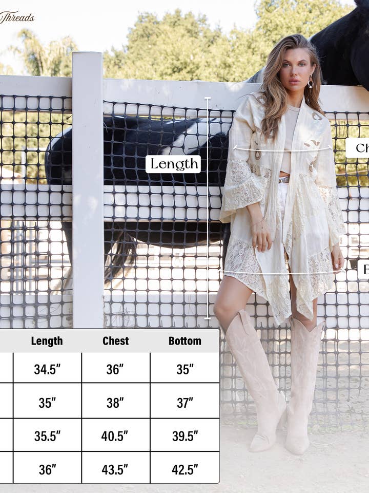 Young Threads - Wholesale Kimono - Women's - Western Boho Chic: Motif Embroidered Denim Long Shrug (NEW)8