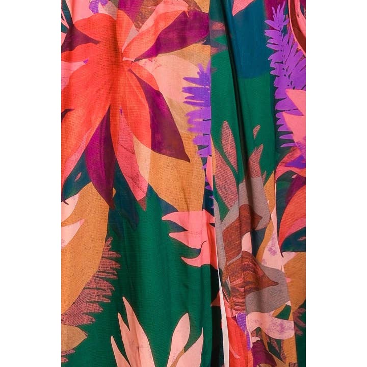 GREEN PLUS PRINTED WOVEN SURPLICE NECKLINE MAXI DRESS for wholesale on Faire4