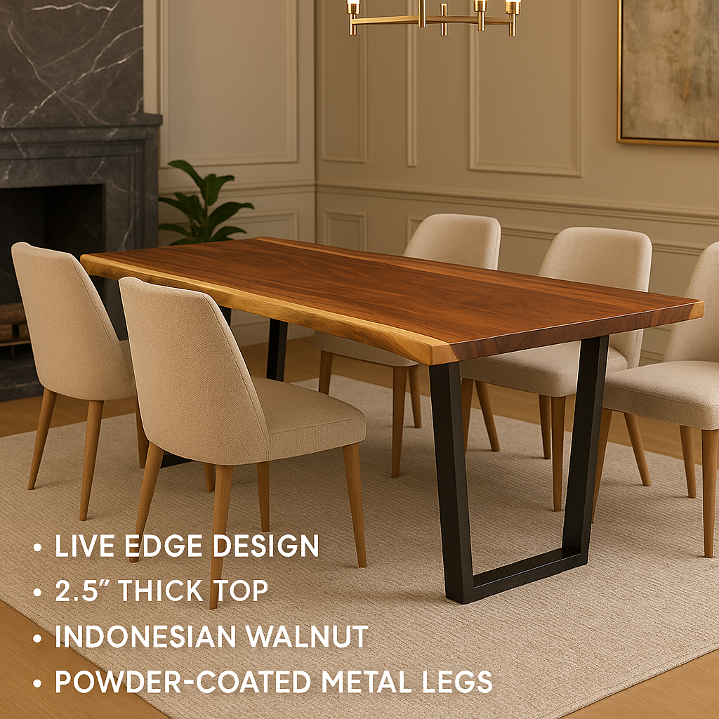 Heft Home - Wholesale Patio Table - Live Edge Solid Wood Dining Table – Rustic Modern Farmhouse 5