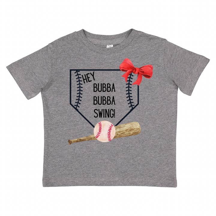 Hey Bubba Bubba Swing Baseball Kids T-shirt for wholesale by Red Stone Rebel Clothing Co.