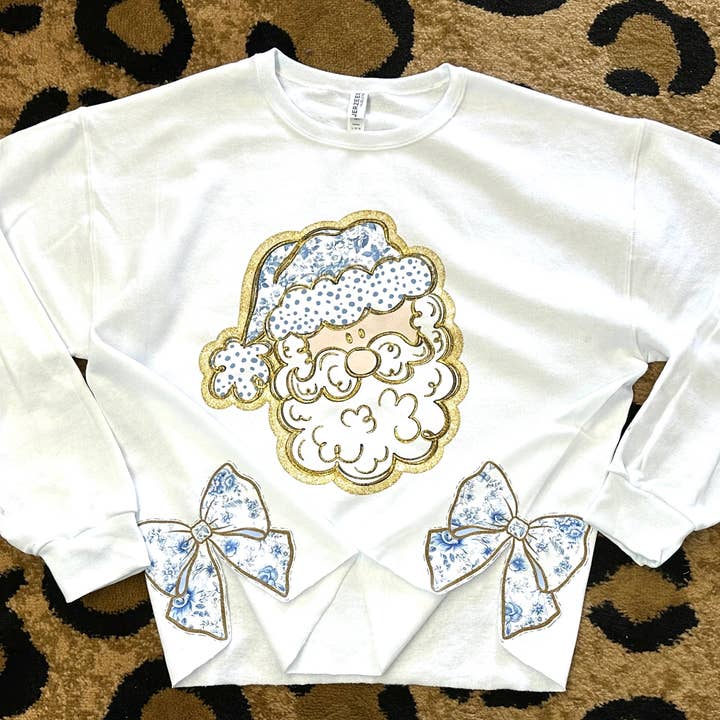 4Twenty4 Printed Apparel - Wholesale Graphic Sweatshirt - Women's - Toile Tidings Santa – Side Bow Sweatshirt0