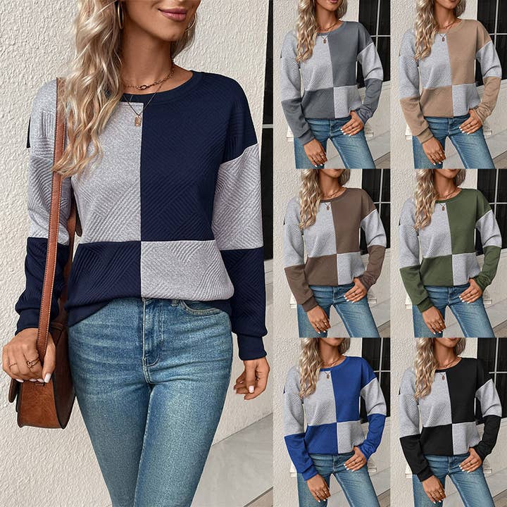 Textured Panel Color-Block Pullover for wholesale by onatorobi