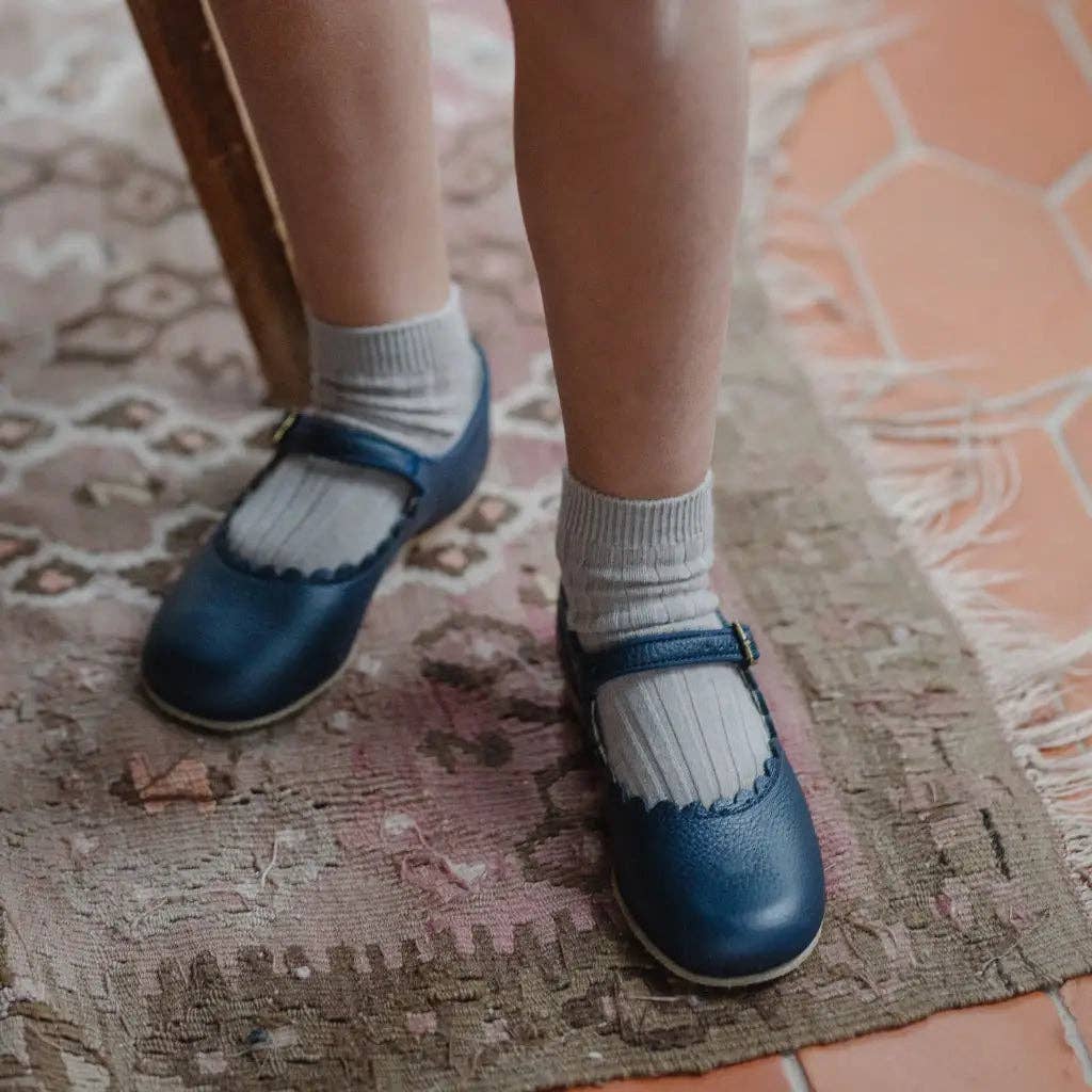 Zimmerman Shoes - Wholesale Flats/Loafers - Kids - Scalloped Mary Jane - Navy8