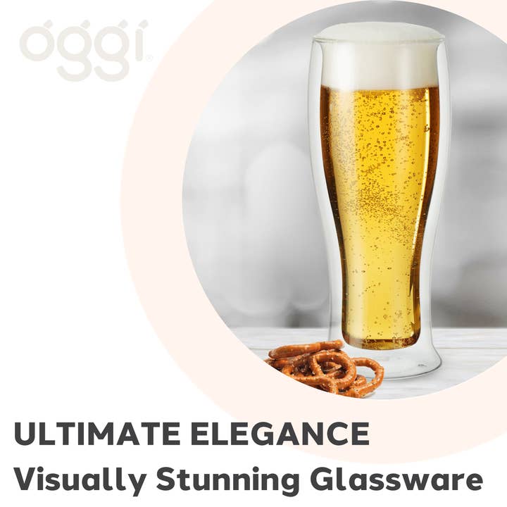 Oggi - Vente Verre/chope à bière - Verre à bière à double paroi 14 oz/400 ml, ensemble de 2