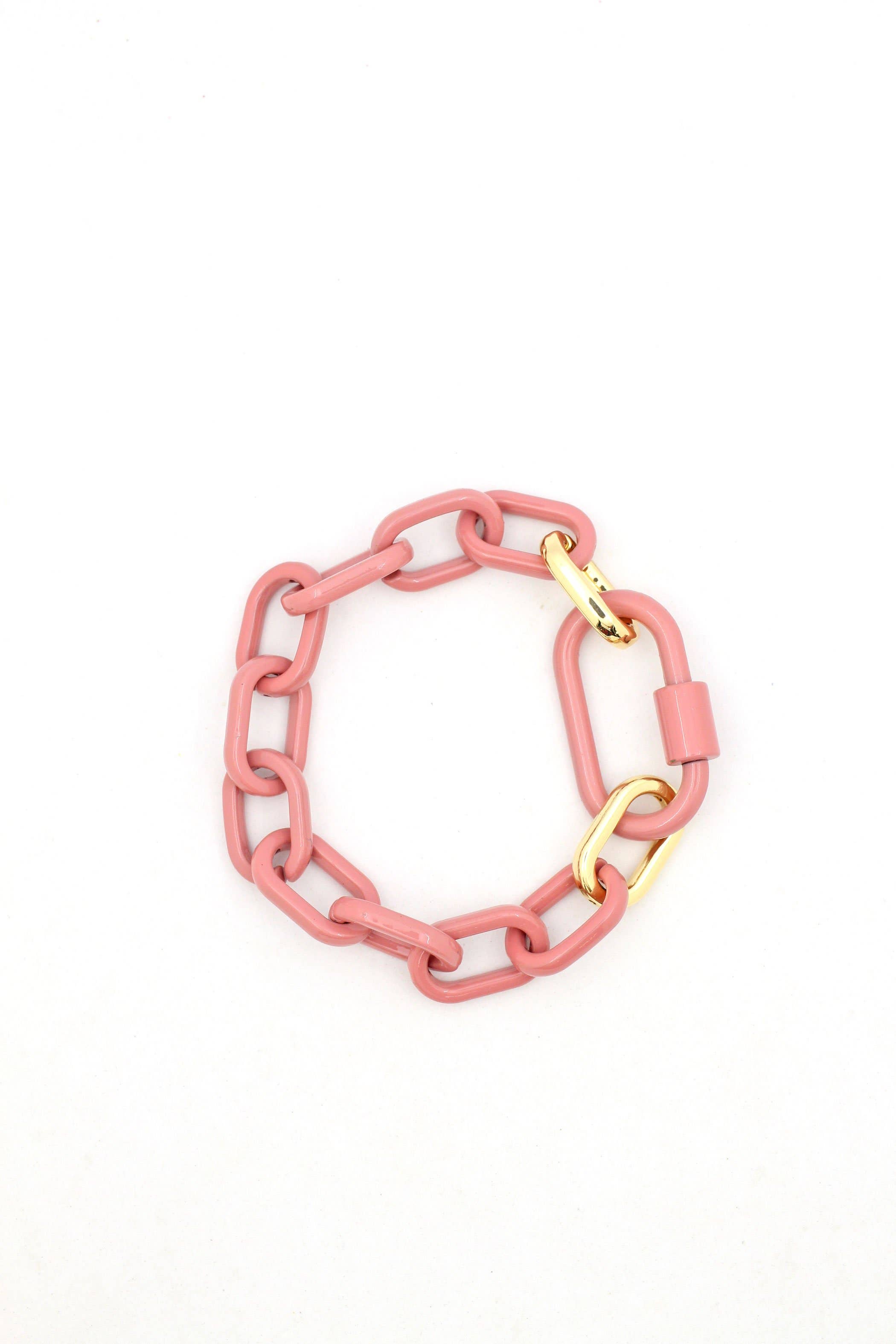 Woman Shops World - Vente Bracelets maillon et chaîne - Bracelet chaîne émaillée Luxe Link avec fermoir mousqueton0