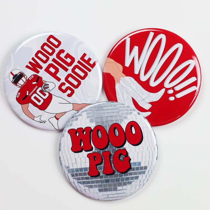 Arkansas Game Day Tailgate Buttons | Game Day Pins for wholesale by Tailgated Co.