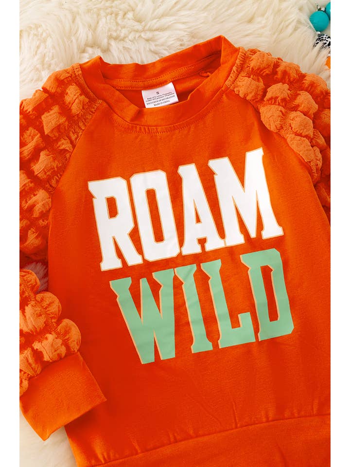 Kids Charm Online - Wholesale Top & Pant Set - Kids - 🔴F.S🔴ROAM WILD BUBBLY PUFF SLEEVES & WESTERN PANTS.OFG411