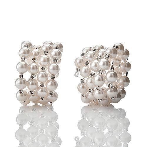 Silver Napkin Rings Pearl Crystal Set of 4 for wholesale on Faire6