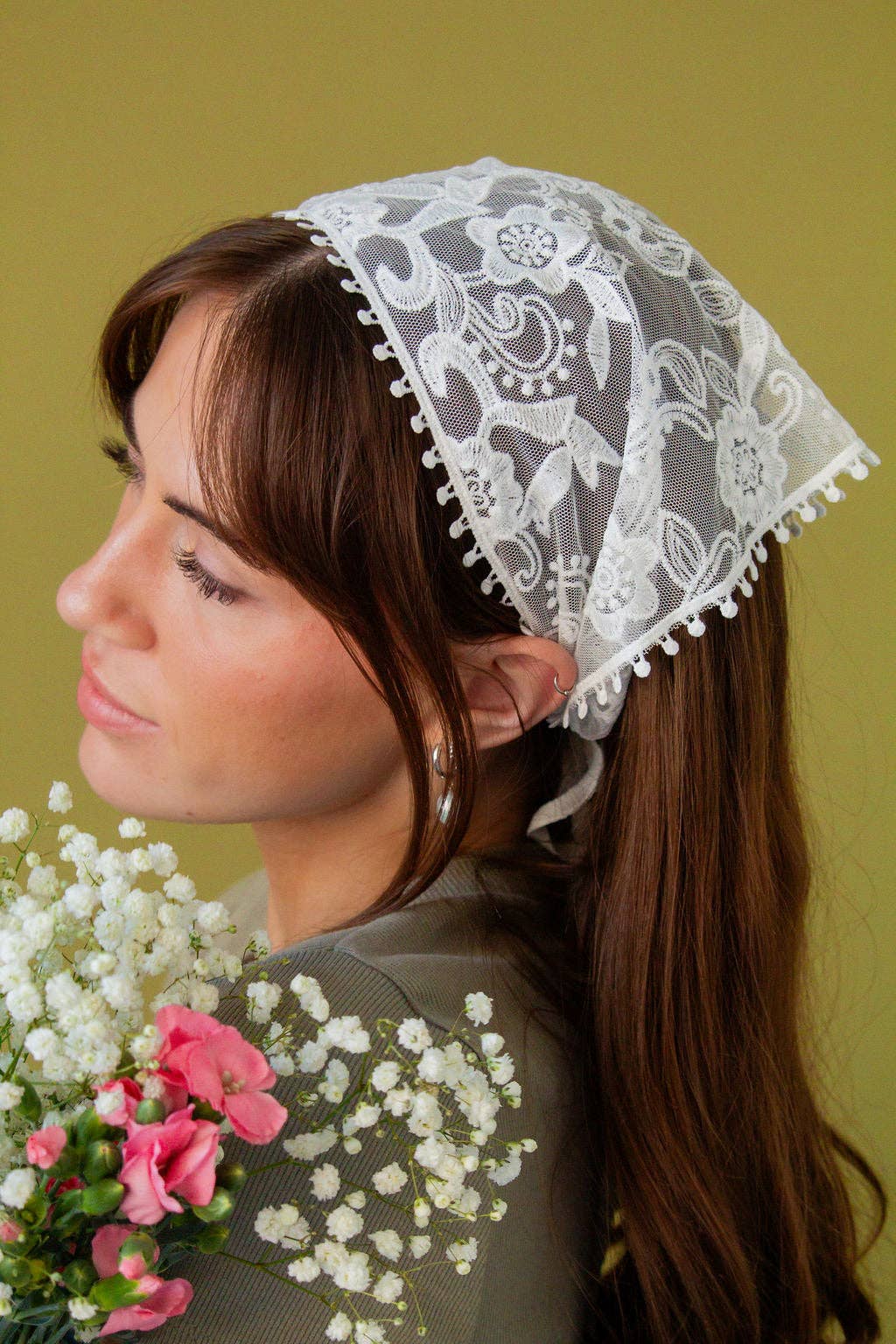 Shop Andi - Wholesale Bandana - Women's - White Lace Tie Bandana