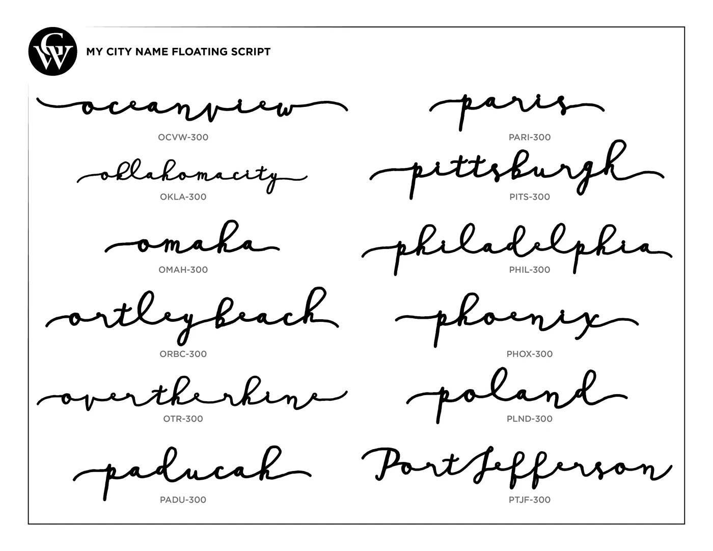 Grainwell - Wholesale Wall Accent - State Name Floating Script14