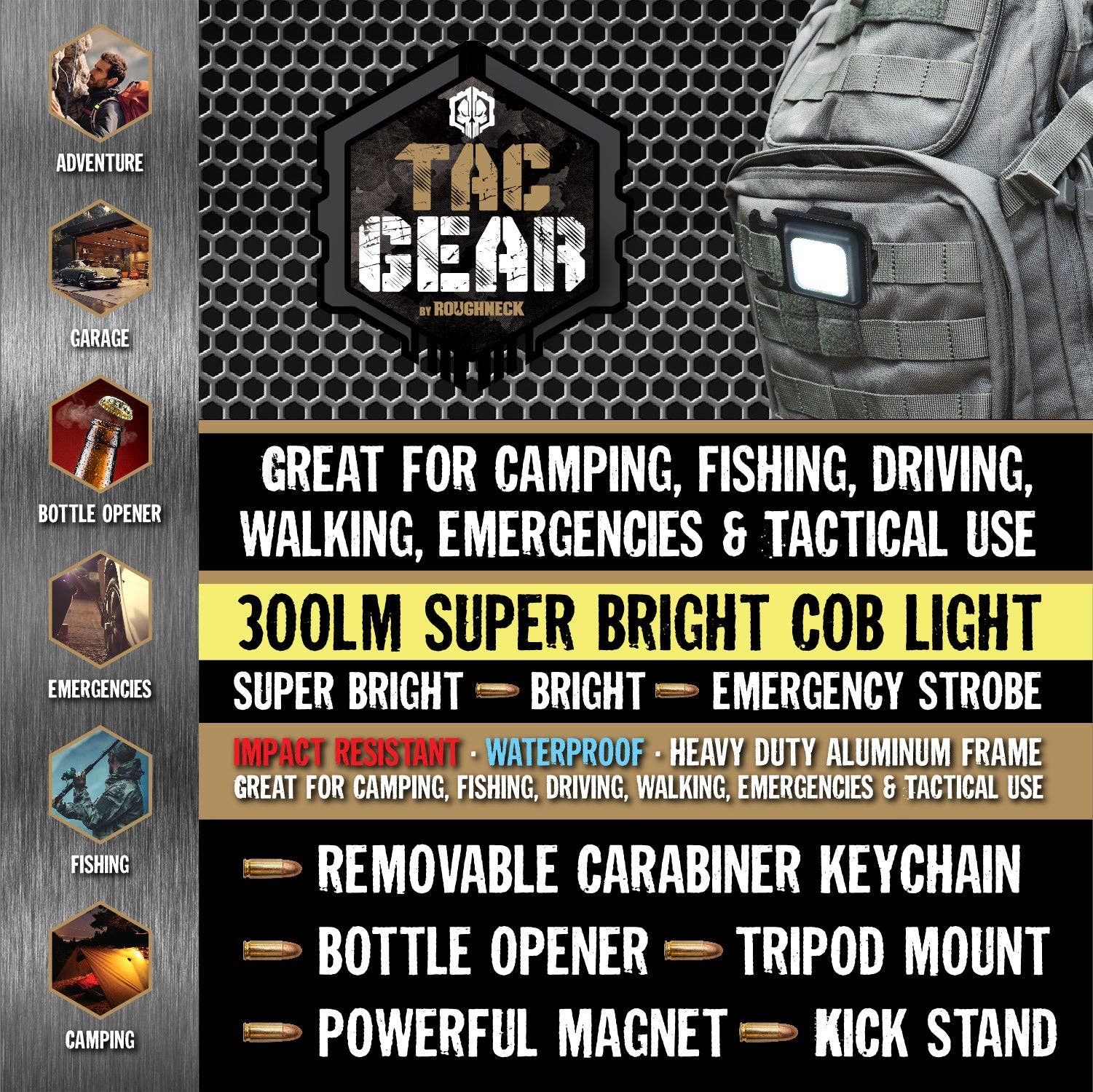 Novelty Brands - Wholesale Handheld Flashlight - Tac Gear Clip Light Tactical Multi Tool - 6/Display6