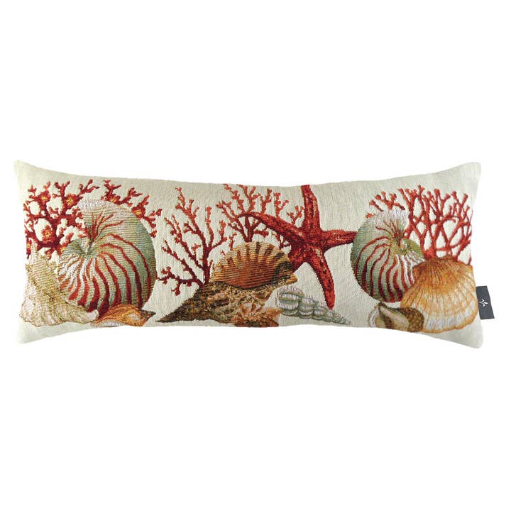Long Coral and Shell Cushion Cover for wholesale by Art De Lys