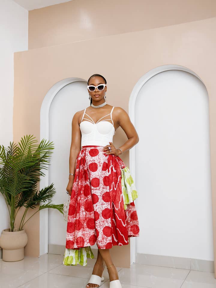 DUA MENKA - Wholesale Skirt - Women's - Egbebelu Dual-Tone Adire Skirt3