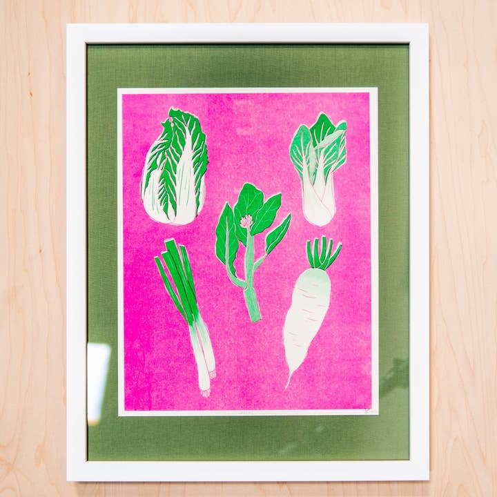 Christina Hu - Wholesale Art Print - Asian Vegetables Risograph Print | 11"x14"1