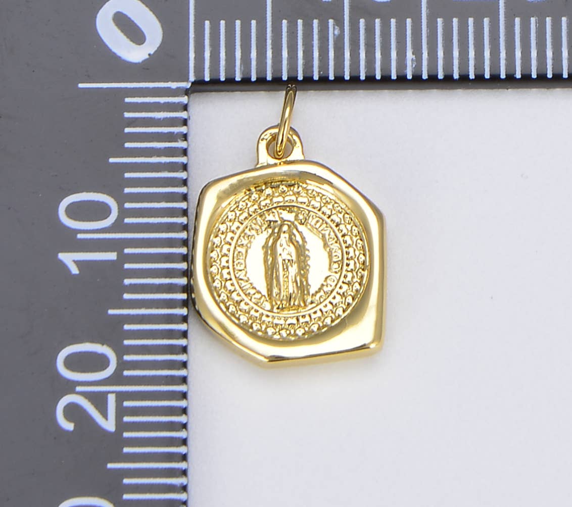 Beads Creation - Wholesale Individual Charm/Pendant - Gold Filled Virgin Mary Charm Pendant, Religious Gift CP10012