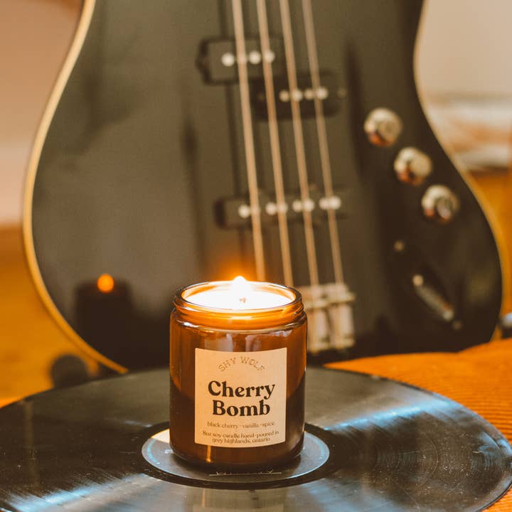 Shy Wolf Candles - Wholesale Jar/Filled Candle - Cherry Bomb - Black Cherry, Vanilla Soy Candle, 70s Decor