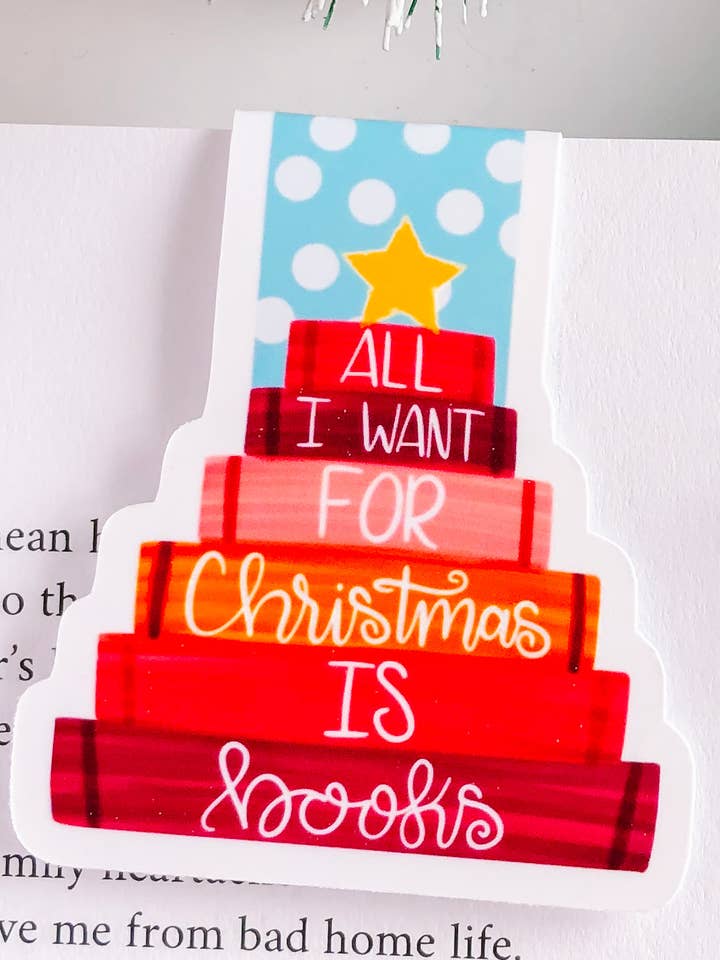All I Want for Christmas is Books Magnetic Bookmark for wholesale by Emily Cromwell Designs