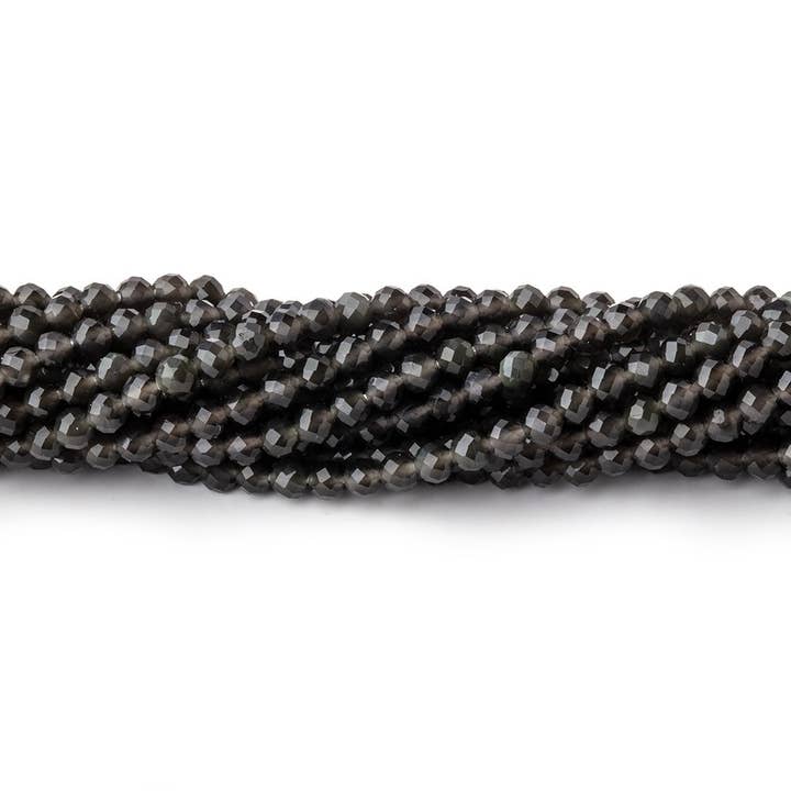 3mm Donker platinagrijs maansteen ronde microfacetkralen 13 inch 120 stuks A voor wholesale door Beads of Cambay