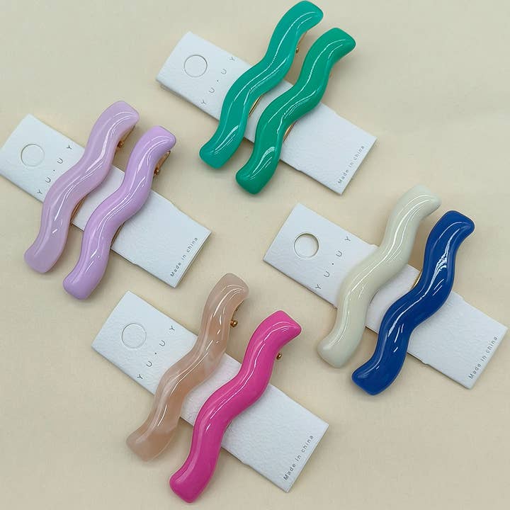 ACCITY - Wholesale Hair Clip - Women's - Candy Color Acrylic Wave Hair Clip - Side Bang Pin_CWAHA12897