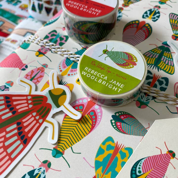 Rebecca Jane Woolbright - Wholesale Wrapping Paper Roll - Spring Glow Wrapping Paper–Colorful Bug Gift Wrap (2 Sheets)4