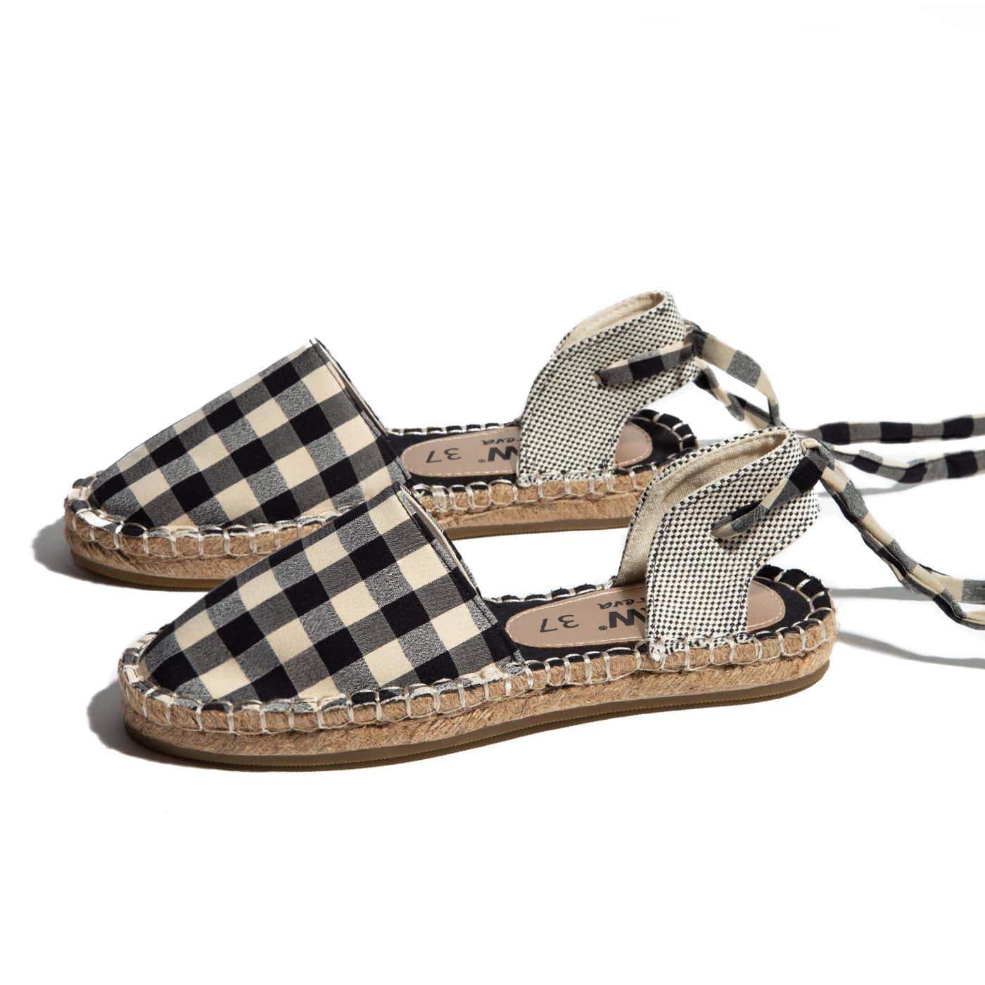 Break&Walk - Wholesale Sandals - Women's - Black Vichy Espadrilles2