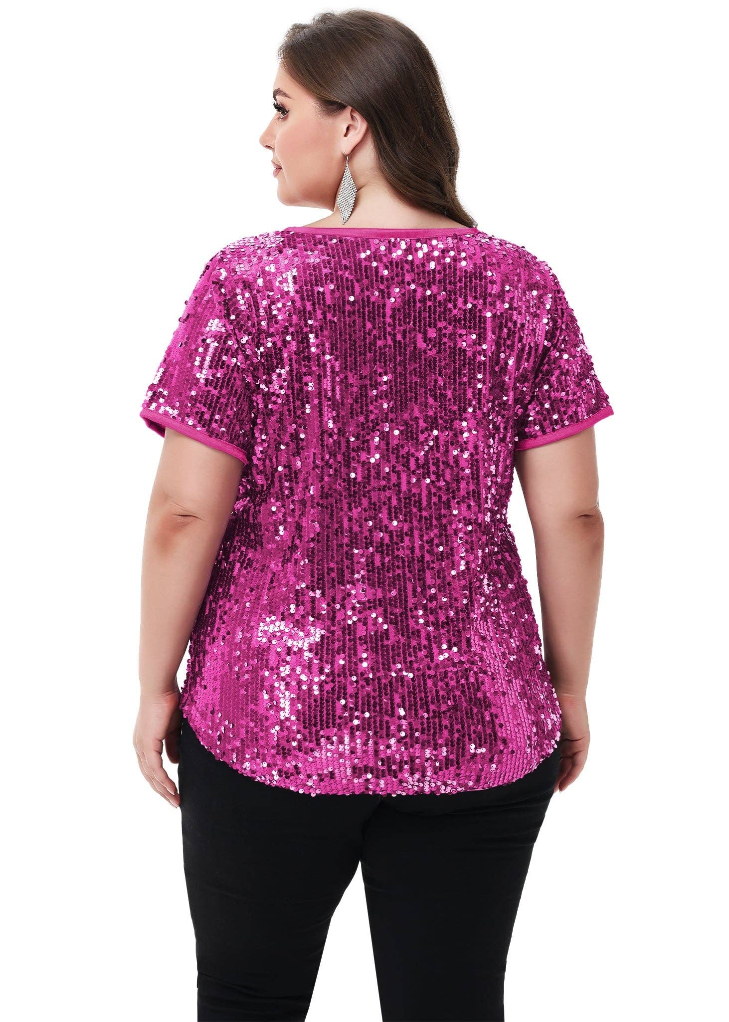 Anna Kaci Wholesale - Wholesale Blouse - Women's - Sequin Tops Plus Size Sparkle Glitter Party Blouse13