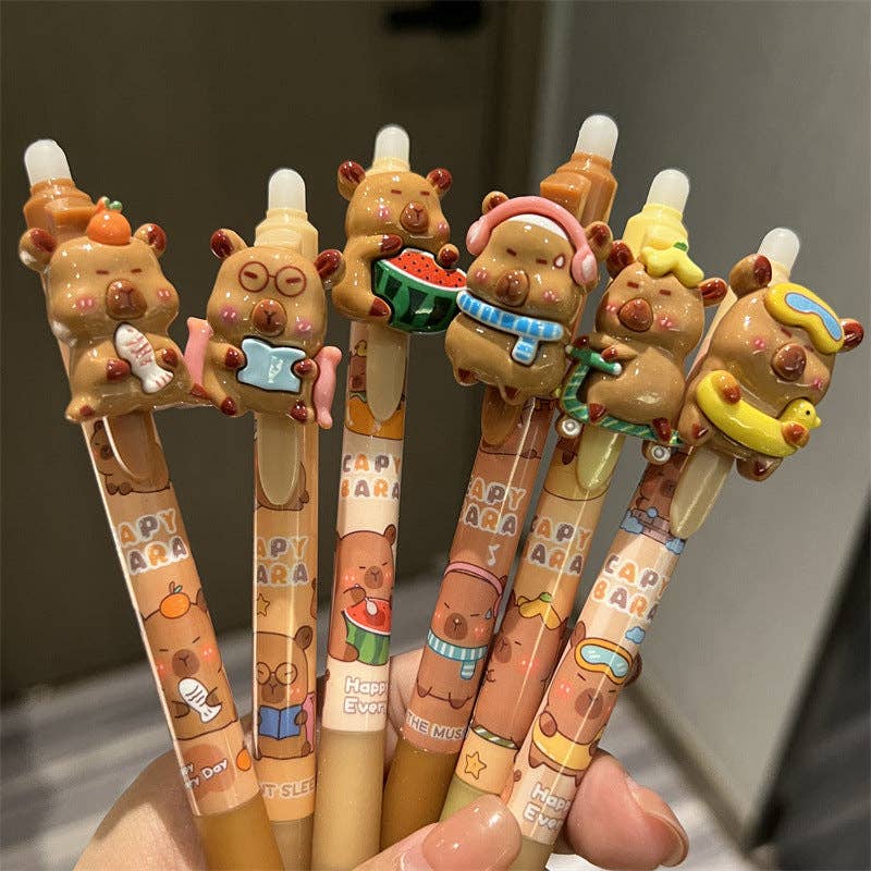 Little Trendy - Vente Stylos - Ensemble de 6 stylos gel effaçables à pression avec monstres mignons2