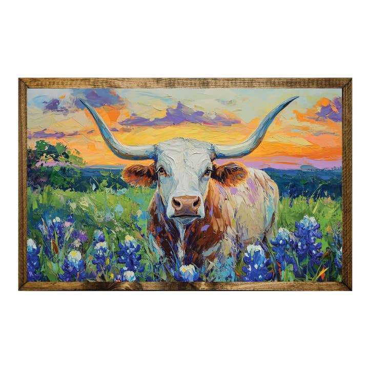 TIMBERLAND LIJST KLEURRIJKE LONGHORN MET BLUEBONNETS voor wholesale door Jarmz Designs