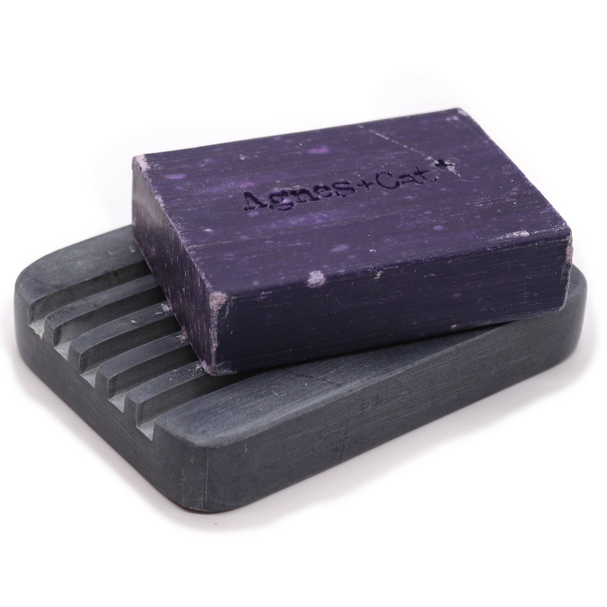 Ancient Wisdom – wholesale Bath soap dish – Grey Soapstone Soap Dish - Heavy Ridges1