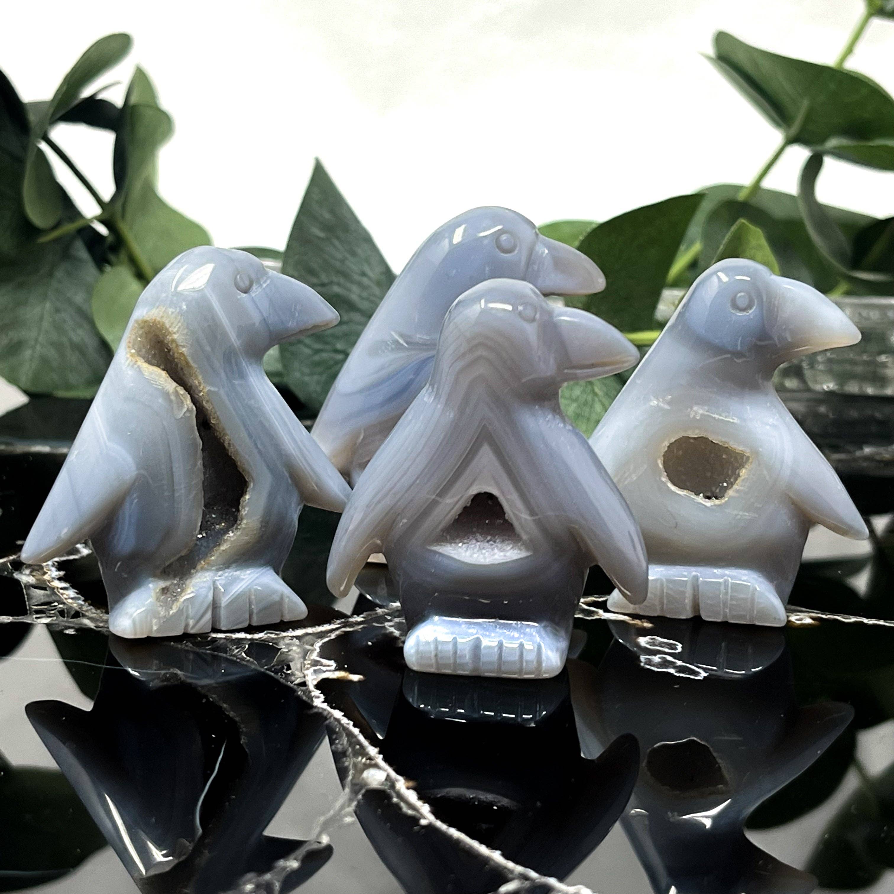 The Crystal Tabby - Wholesale Spiritual Stone/Crystal - Agate Druzy Penguin Carving1