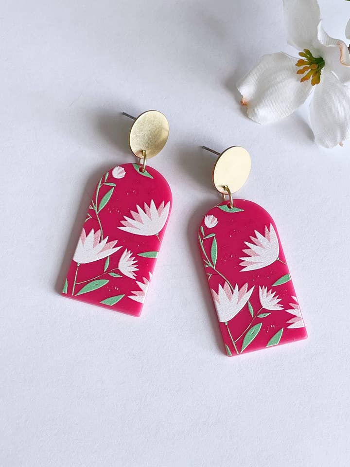 colorful spring flower earrings - field flower berry for wholesale by Pearl and Ivy Studio