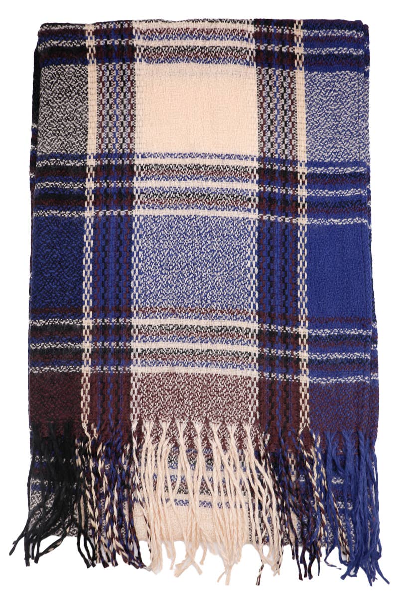 Cap Zone – wholesale Scarf – Women's – Madras Plaid Variegated Blanket Wrap Shawl Oblong Scarf6