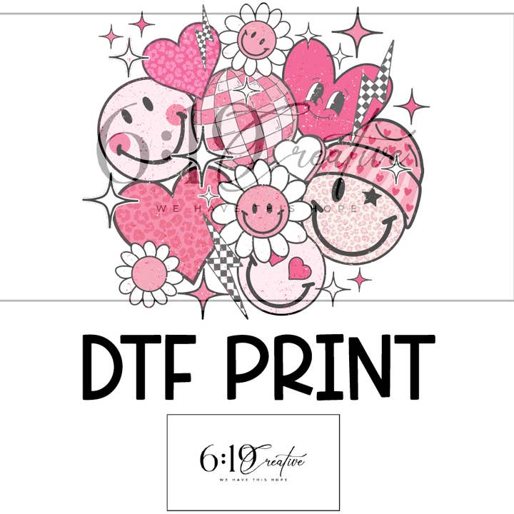 Roze retro DTF-print voor Valentijnsdag voor wholesale door 6:19 Creative