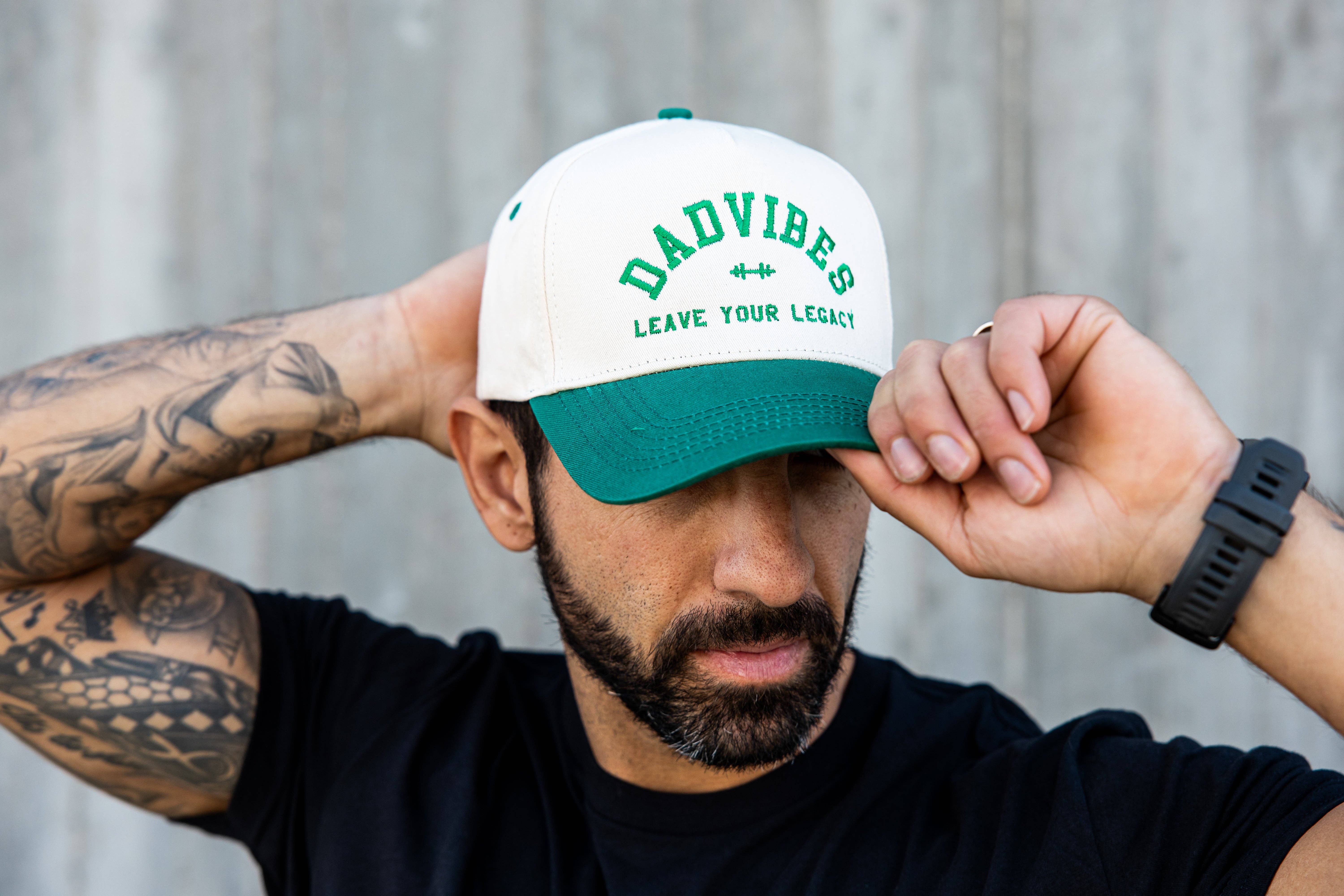 Dadbod Apparel - Vente Casquette de baseball – homme - Casquette AdVibes à 5 panneaux (crème/vert)1