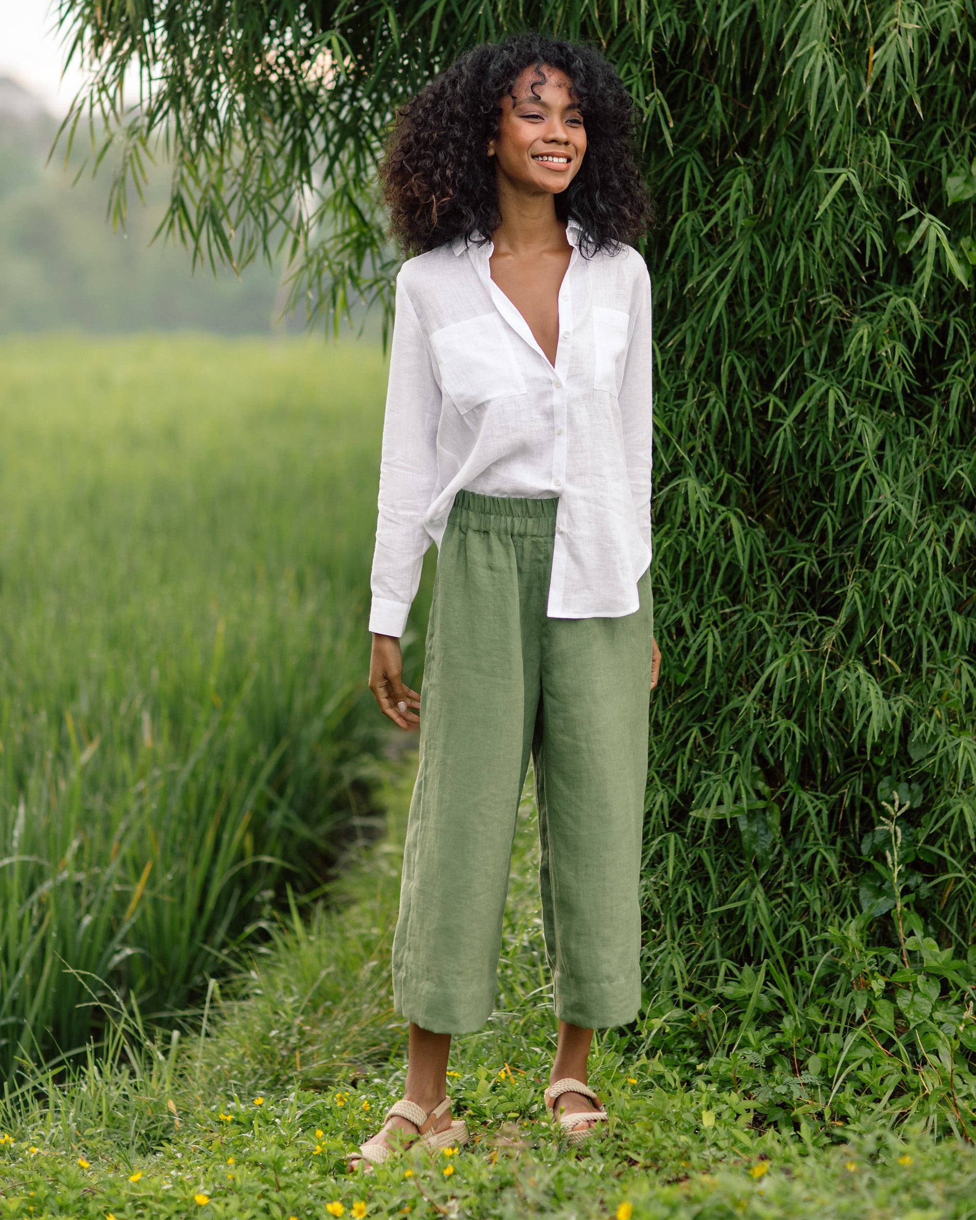 MagicLinen (We handle U.S. import procedures for you) - Wholesale Button Down Shirt - Women's - Long-sleeved linen shirt CALPE in White4