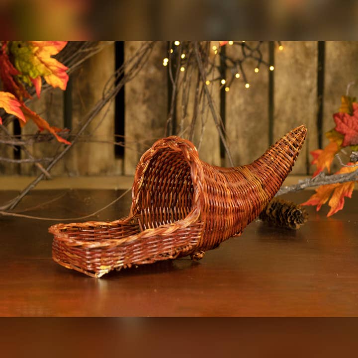 Jacobson - Wholesale Decorative Tabletop Object - 18"L Fern Cornucopia - Fall Decoration1