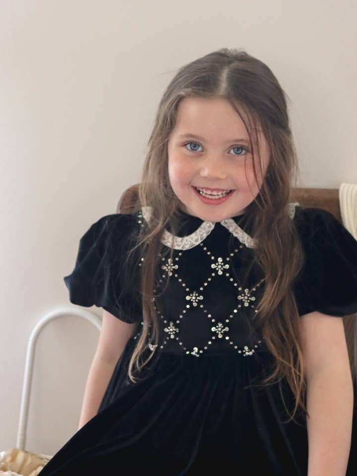 Black Velvet Flower Girl Dress – Elegant Occasion wear for wholesale by Ellie Ellie