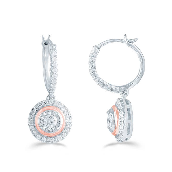 Fifth and Fine - Wholesale Jewelry Set - Set of 2 3/4CT TW Diamond Round Halo Fashion Pendant & Earri5